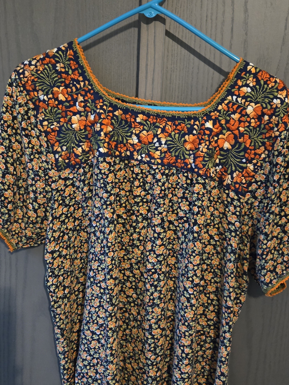 Oaxacan Hand Embroidered Floral Square-Neck Top - Picture 2 of 5